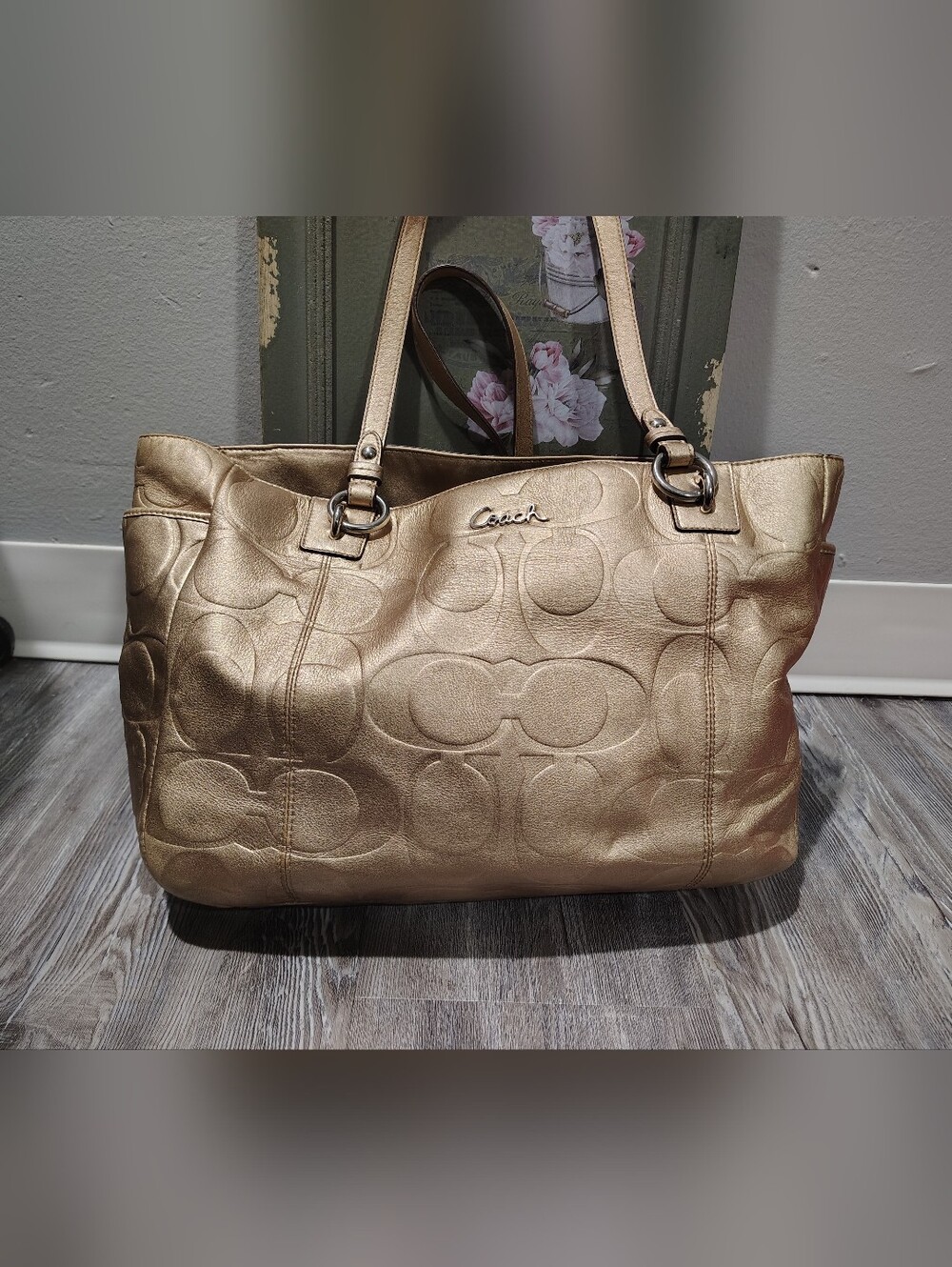Coach Metallic Gold Signature Tote